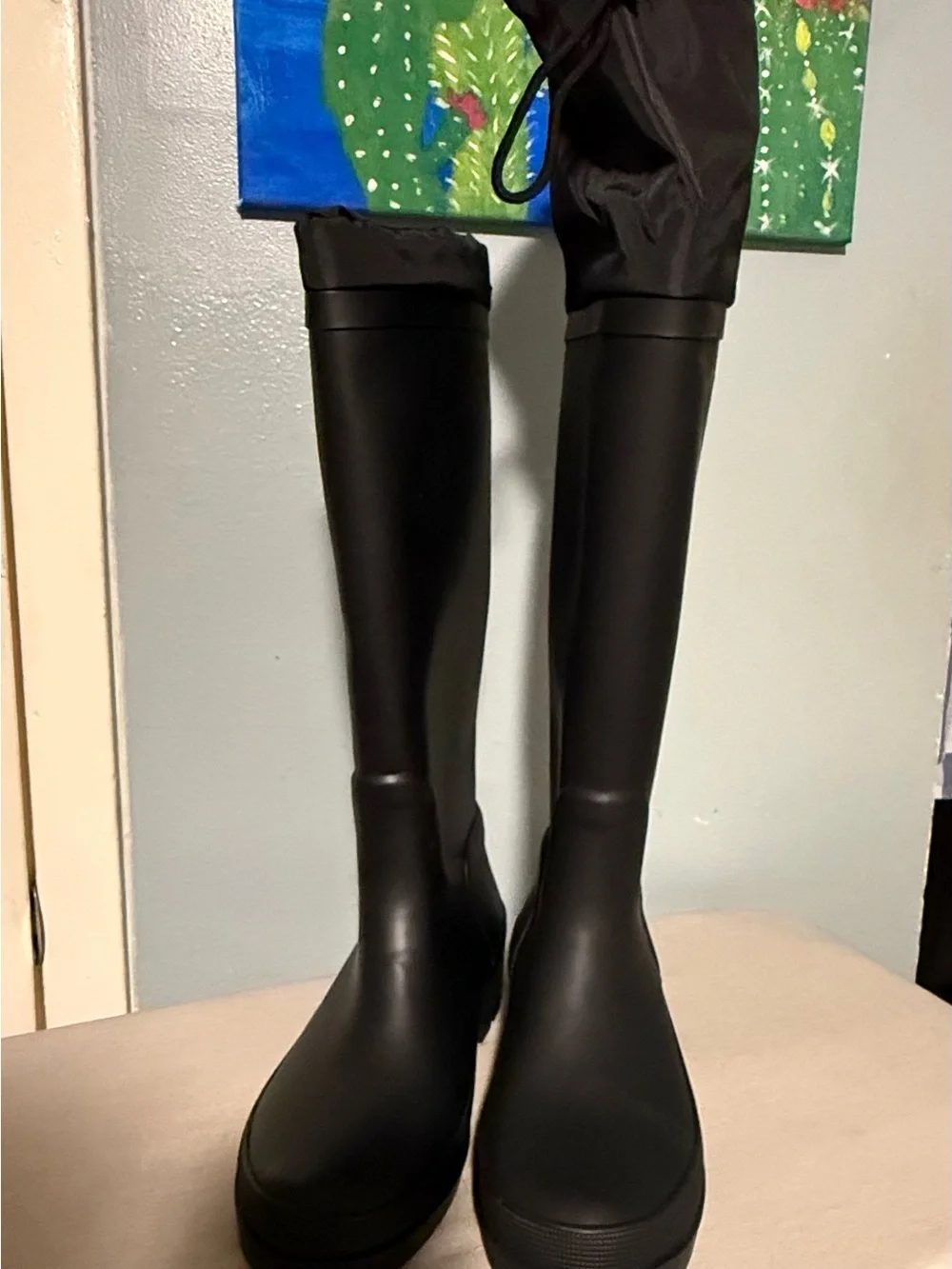 TOMMY HILFIGER  NWOB Black Knee-High Rain Boots  SIZE 8 1/2